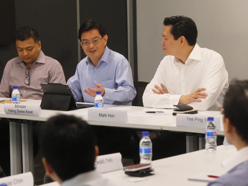 Newly appointed Minister for Finance Heng Swee Keat visiting JTC LaunchPad@One-North on Oct 2, 2015 to observe and interact with key local start-ups in a dialogue session. Photo: Ernest Chua