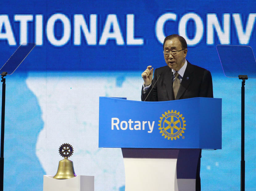United Nation's Secretary-General Ban Ki-moon speaks during the opening ceremony of Rotary International Convention in Goyang, South Korea. Photo: AP Photo