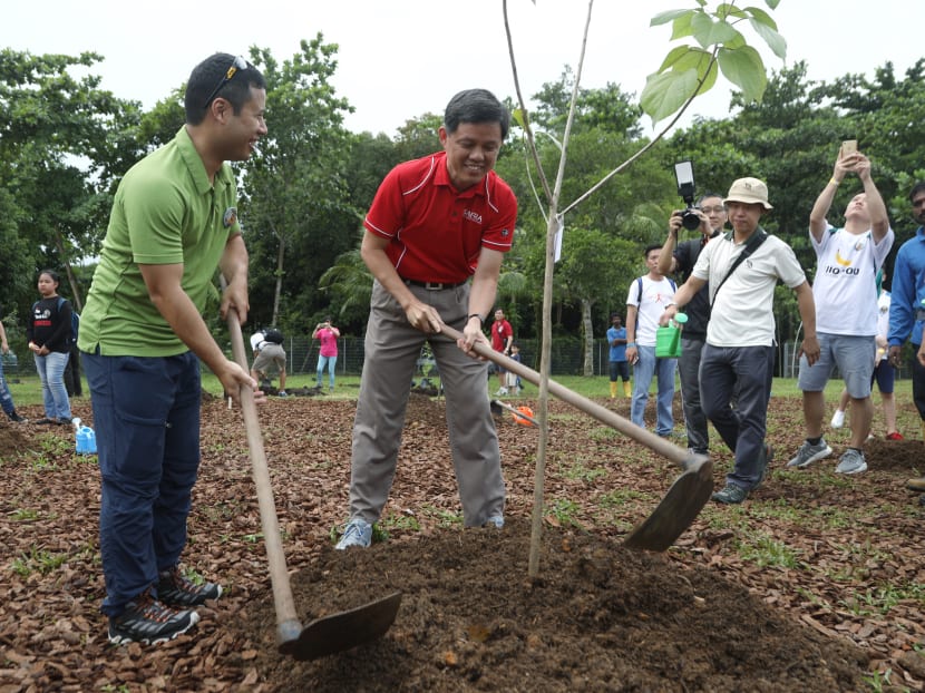 Ministers Chan Chun Sing and Desmond Lee attended Ubin Day 2018 where they toured Ubin Living Lab facilities and took part in community tree planting.