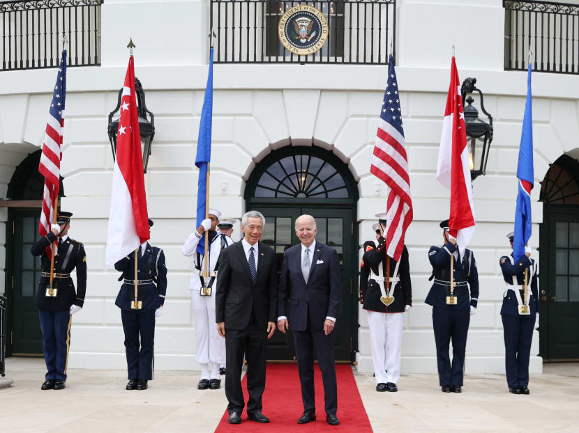 Prime Minister Lee Hsien Loong (left) with US President Joe Biden at the White House on May 12, 2022.