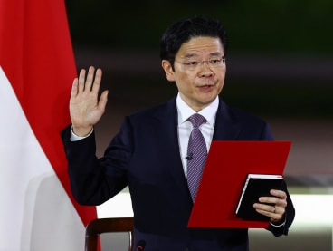 Mr Lawrence Wong being sworn in as Singapore's 4th prime minister on May 15, 2024. 
