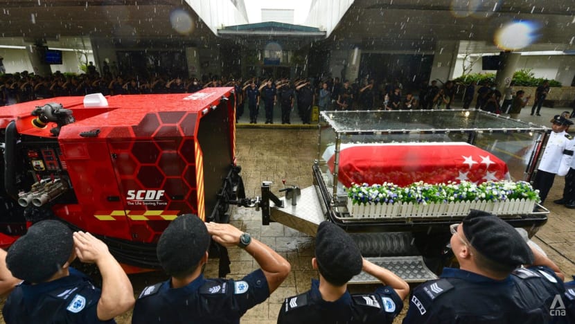 Family, friends bid final farewell to NSF firefighter who died battling Henderson Road blaze Family, friends bid final farewell to NSF firefighter who died battling Henderson Road blaze