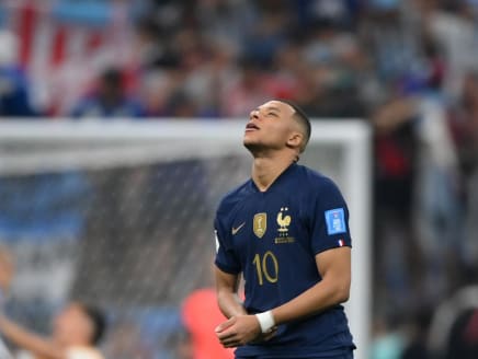 France's forward Kylian Mbappe reacts after losing in the penalty shoot-out of the Qatar 2022 World Cup football final match between Argentina and France at Lusail Stadium in Lusail, north of Doha on Dec 18, 2022.
