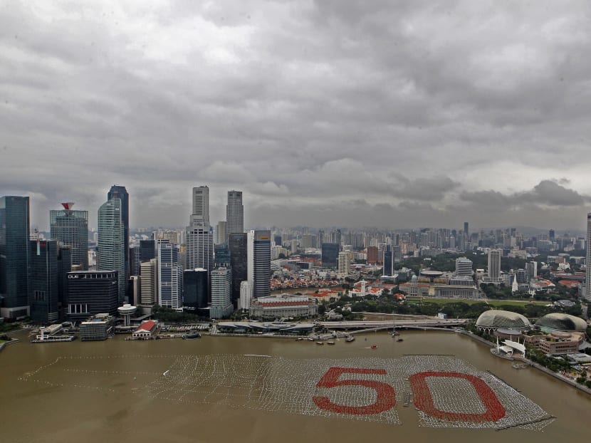 Wishing spheres forming the number "50" in Marina Bay. TODAY file photo