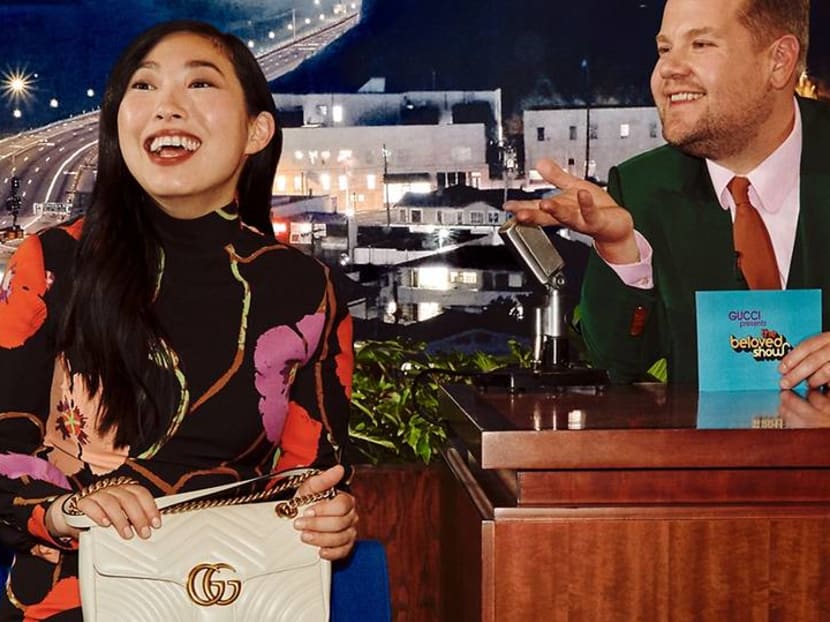 Awkwafina, Harry Styles show off Gucci handbags in James Corden 'talk show'