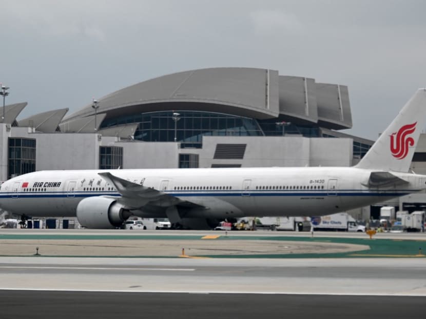 An Air China plane is parked at the gate at Los Angeles International Airport, California.