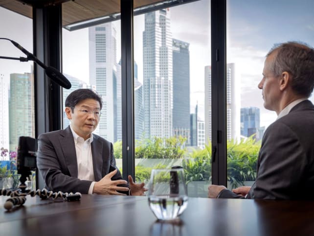 Deputy Prime Minister Lawrence Wong during an interview with The Economist on May 6, 2024.