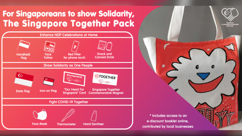 Ndp Singapore Together Pack To Contain 12 Items Including Hand Sanitisers Thermometer Face Mask Flags Cna