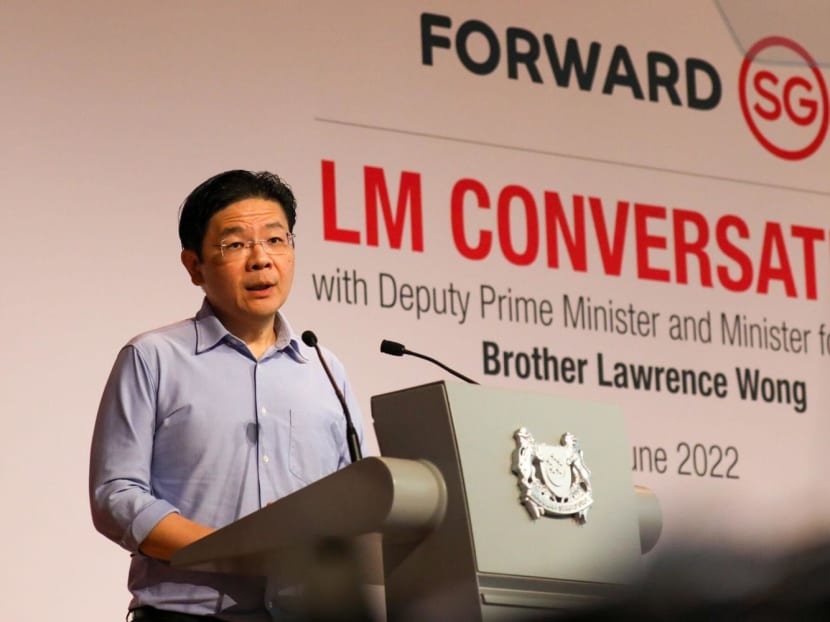 Deputy Prime Minister Lawrence Wong speaking at the launch of a Forward Singapore exercise on June 28, 2022.