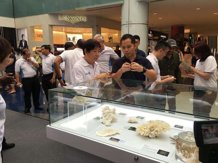 Coordinating Minister for Infrastructure and Minister for Transport Khaw Boon Wan (left) touring the SMW 2016 Exhibition: Our Maritime Singapore Stories at Marina Square. Photo: Kenneth Cheng/TODAY