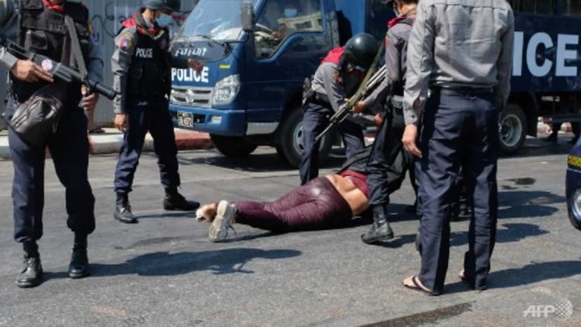 Myanmar police fire into air to disperse protest, four hurt by rubber bullets Myanmar police fire into air to disperse protest, four hurt by rubber bullets