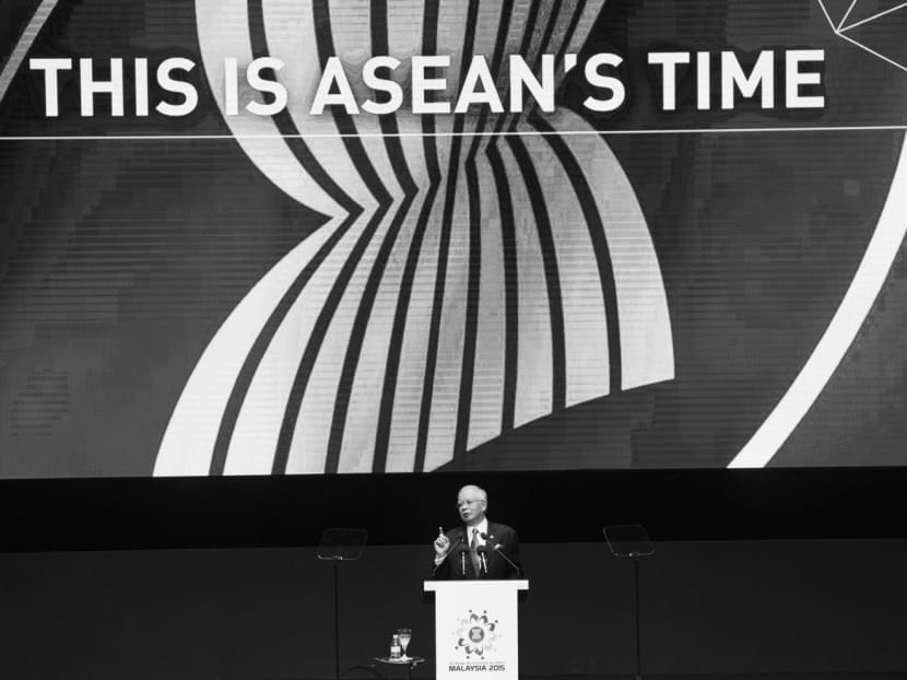 Malaysia’s Prime Minister Najib Razak during the opening ceremony of the 26th ASEAN Summit in April. On Dec 31, rotating ASEAN chair Malaysia will declare the grouping to be an integrated community. Photo: AP