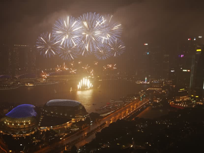 Fireworks display on Jan 1, 2018. Fireworks display on Jan 1, 2018.