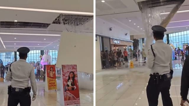 菲律宾商场天花板漏水坍塌 惊人画面网上疯传