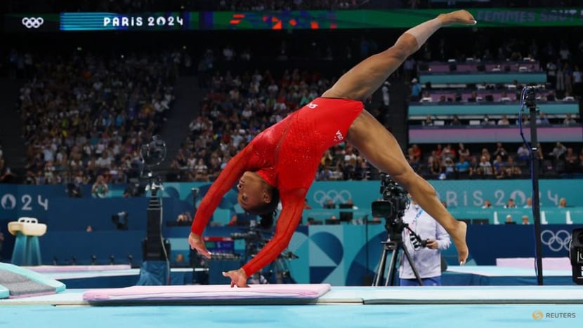 Gymnastics-Biles soars to third gold medal of Paris Olympics with vault triumph