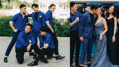 Ah Boys To Men Star Maxi Lim Got Married In A Suit With The Words 'Eat Bro' Emblazoned On It