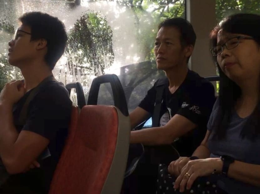 Mr Chan Si Yong and his parents who live in Jurong West, took about two hours to reach Tampines Safra for their weekly badminton game. Photo: Najeer Yusof/TODAY