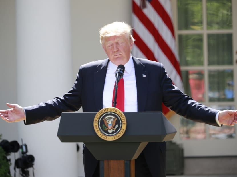 President Donald Trump announcing his decision to withdraw the United States from the Paris climate accord, on June 1. Analysts believe Asia is well-balanced to survive Mr Trump’s  America First policy. Photo: The New York Times