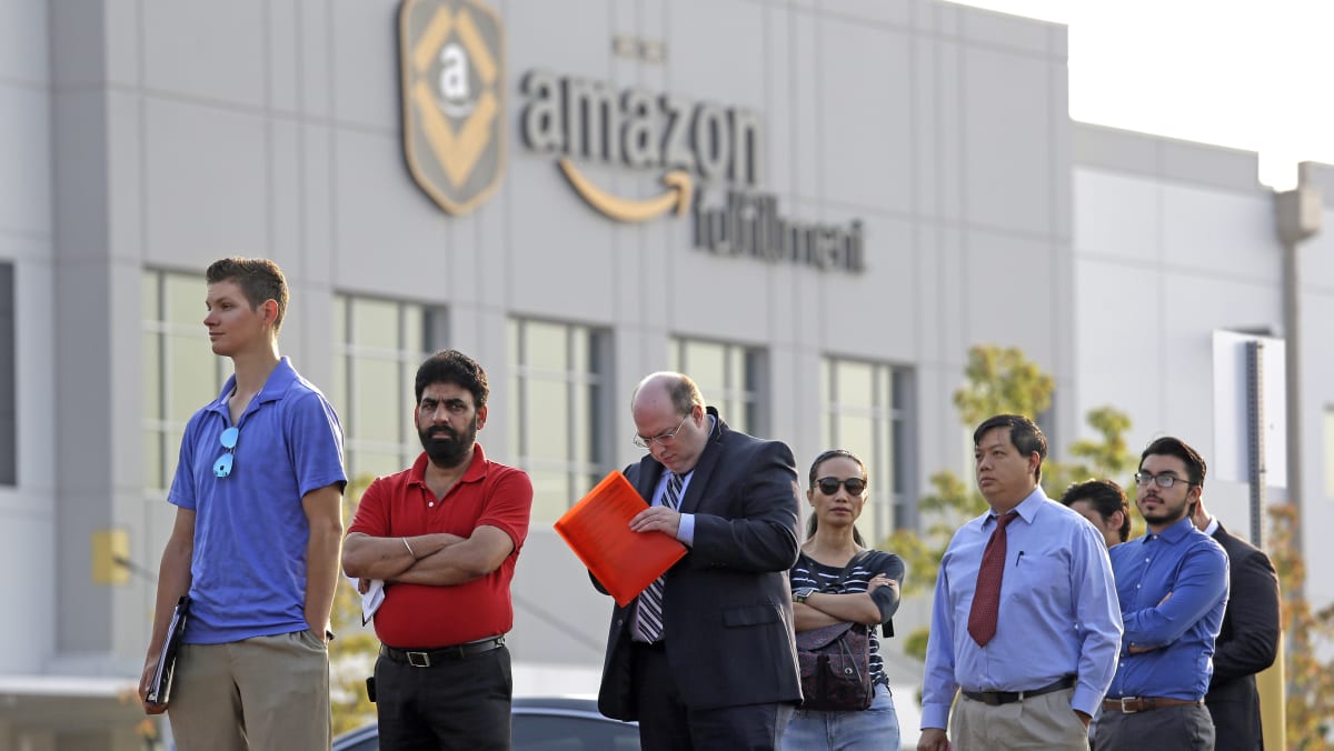 Thousands show up for jobs at Amazon warehouses in US cities TODAY