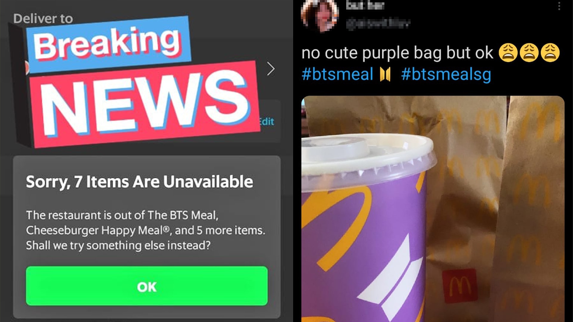 McDonald's BTS Meal Sells Out In 5 Mins; No BTS Logo Paper Bag McDonald's BTS Meal Sells Out In 5 Mins; No BTS Logo Paper Bag