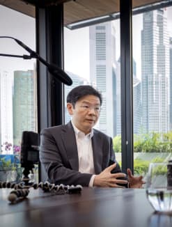 Deputy Prime Minister Lawrence Wong during an interview with The Economist on May 6, 2024.