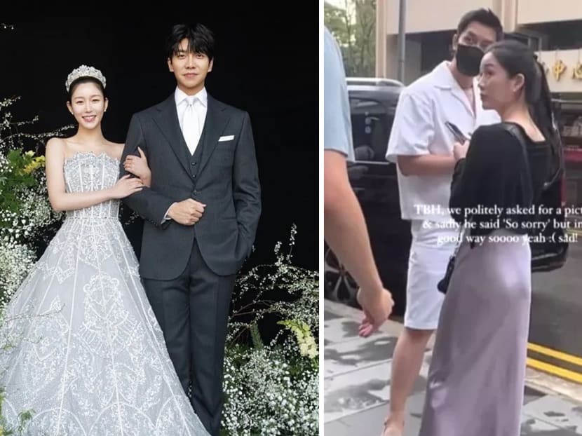 Lee Seung Gi & wife Lee Da In spotted near Liat Towers in Singapore; he turns down fan's request for a pic