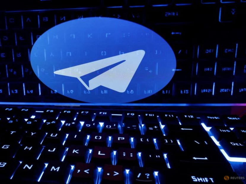 A photo of the Telegram logo.