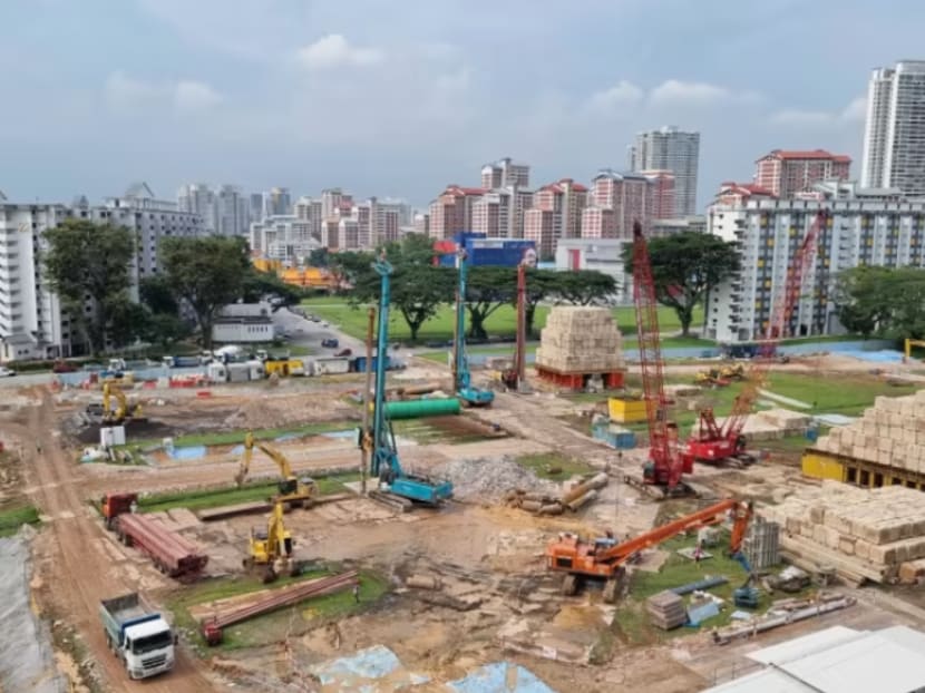 The public housing construction site beside Block 25 Sin Ming Road.