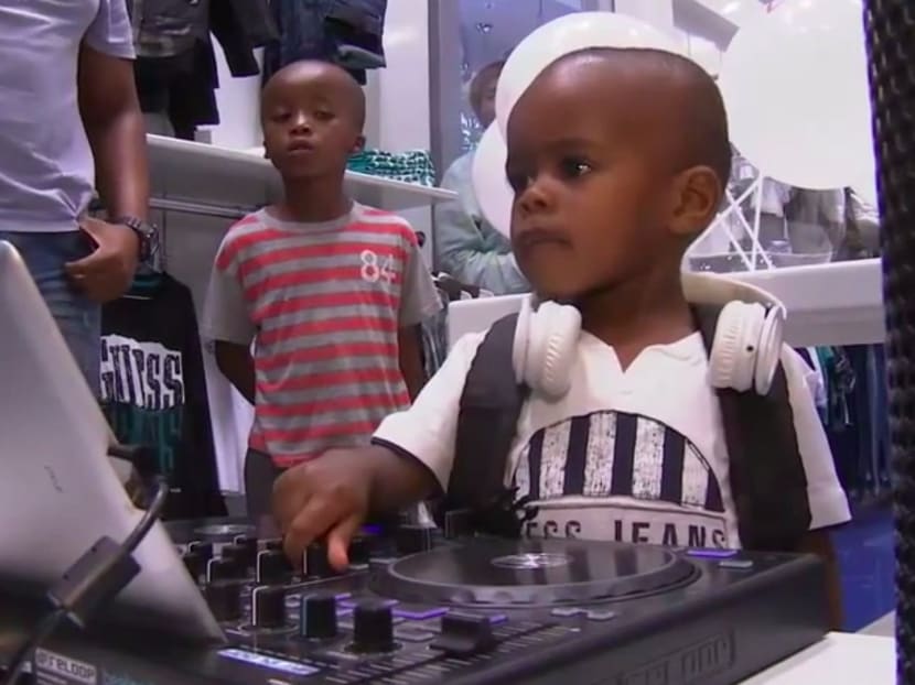 Screenshot of YouTube video showing two-year-old Oratilwe Hlongwane mixing tracks. Photo: Amanda Cooper/YouTube