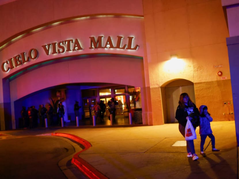 Shoppers leave as law enforcement members respond to a shooting at the Cielo Vista Mall, in El Paso, Texas, US Feb 15, 2023. 