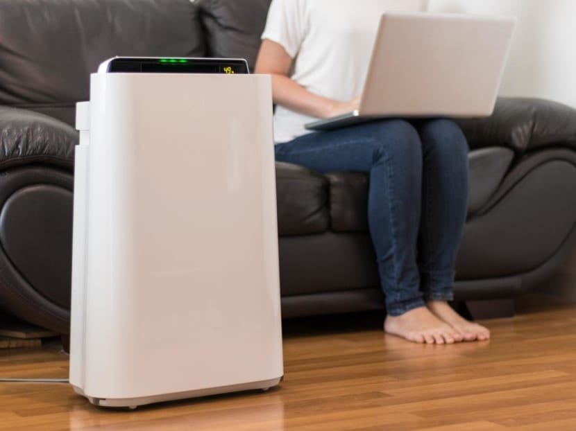 An air purifier (left) can be an interim measure to remove airborne viruses in enclosed, poorly ventilated spaces, but such localised air cleaning should not be a long-term substitute for good natural ventilation. 
