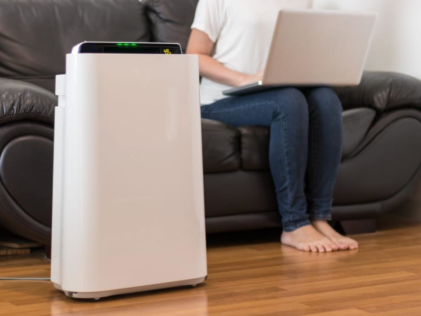 An air purifier (left) can be an interim measure to remove airborne viruses in enclosed, poorly ventilated spaces, but such localised air cleaning should not be a long-term substitute for good natural ventilation. 
