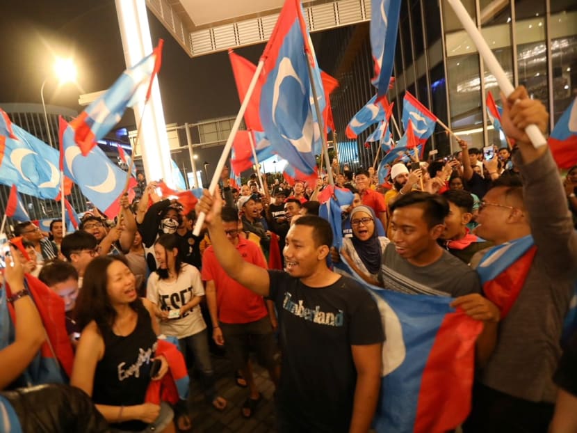 Supporters of Pakatan Harapan celebrating its stunning electoral victory in Kuala Lumpur on May 10.