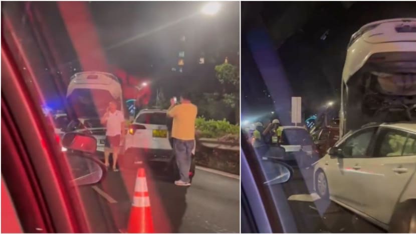 Two men taken to hospital after seven-car chain collision on PIE Two men taken to hospital after seven-car chain collision on PIE