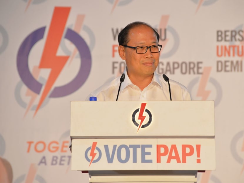 David Ong speaking at the PAP rally held at Jurong East Stadium on Sept 7, 2015. Photo: Robin Choo/TODAY