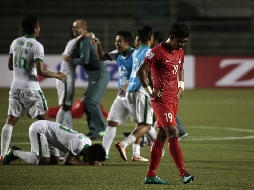 Khairul Amri looking dejected after the game against Indonesia on Friday (Nov 25). Photo: Jason Quah/TODAY
