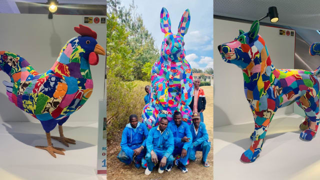 本地商场展出世界首创 人字拖十二生肖雕塑迎兔年