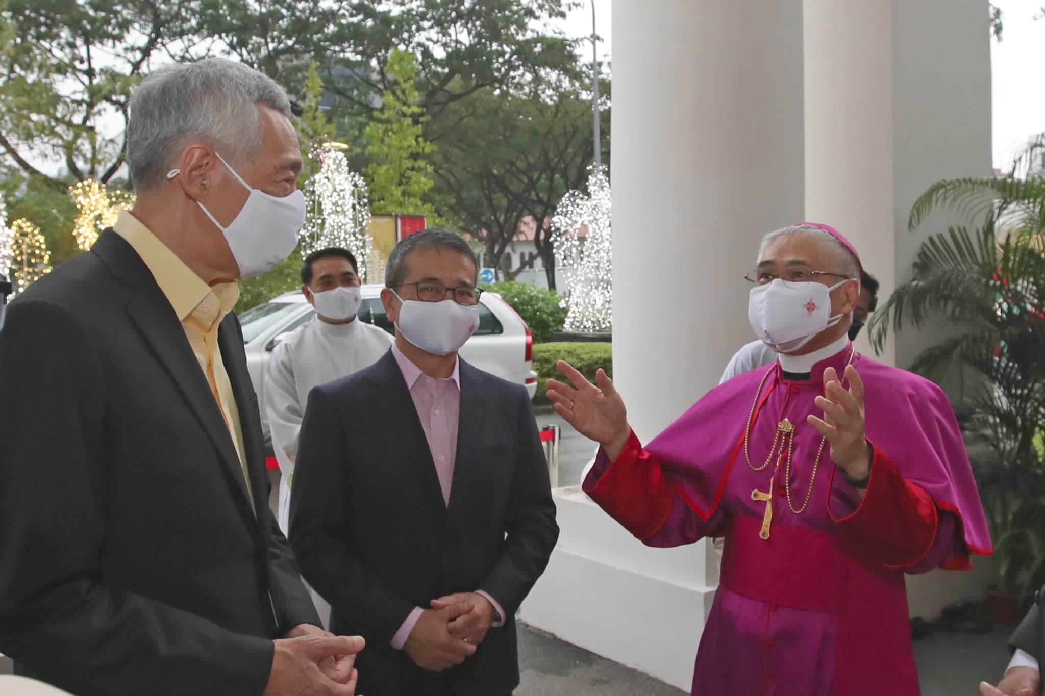 Prime Minister Lee Hsien Loong (left) pictured with Archbishop Goh (right) at the Cathedral of the Good Shepherd in December 2021 at an event to mark the bicentennial of the Catholic Church in Singapore. Prime Minister Lee Hsien Loong (left) pictured with Archbishop Goh (right) at the Cathedral of the Good Shepherd in December 2021 at an event to mark the bicentennial of the Catholic Church in Singapore.