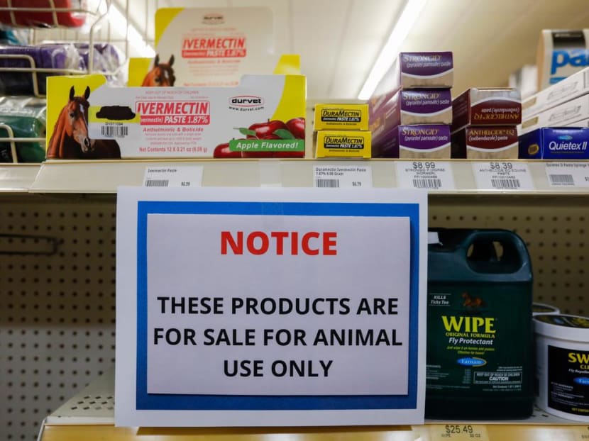 A sign in a store in Missouri in the United States warning that ivermectin is for animal use only.