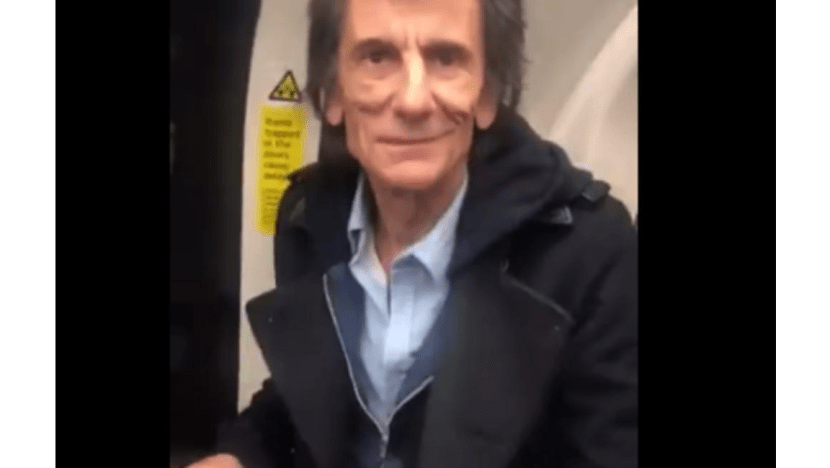 Ronnie Wood rides tube to BRITs
