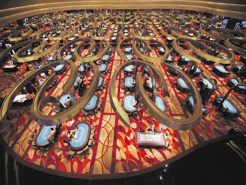 Main gambling floor of MBS casino in Singapore.