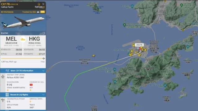 澳洲飞香港国泰班机疑液压系统故障 港机场消防戒备