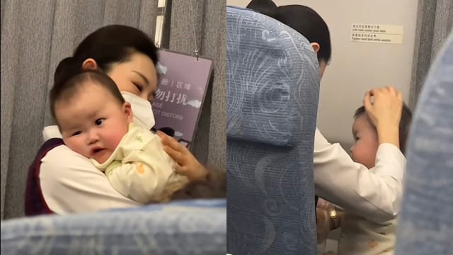 见乘客带宝宝不方便 中国空姐主动帮忙哄娃被网赞