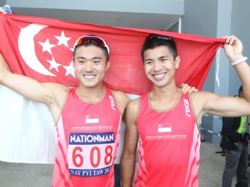 Mok Ying Ren (left) and Ashley Liew (right) at the 27th SEA Games Myanmar. Mok says he has initiated an online petition to urge the Olympic Council of Malaysia to reverse its decision. TODAY file photo