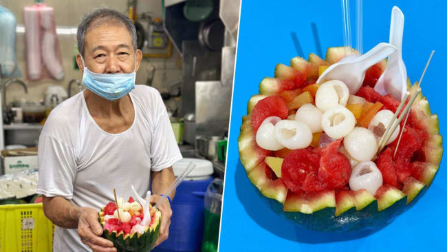 Bedok Hawker Serves $5 Giant Watermelon Dessert Bowl, Price Unchanged Since The ’00s