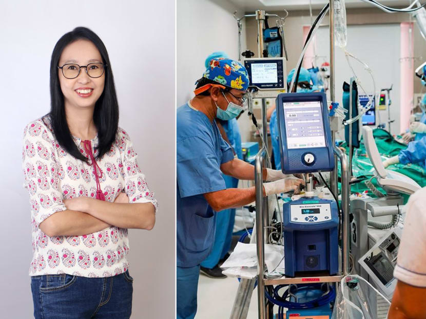 Doctors providing extracorporeal membrane oxygenation therapy on a patient. Madam Lee Sock Lee (left), who was infected with Covid-19, had to undergo such a treatment. Doctors providing extracorporeal membrane oxygenation therapy on a patient. Madam Lee Sock Lee (left), who was infected with Covid-19, had to undergo such a treatment.