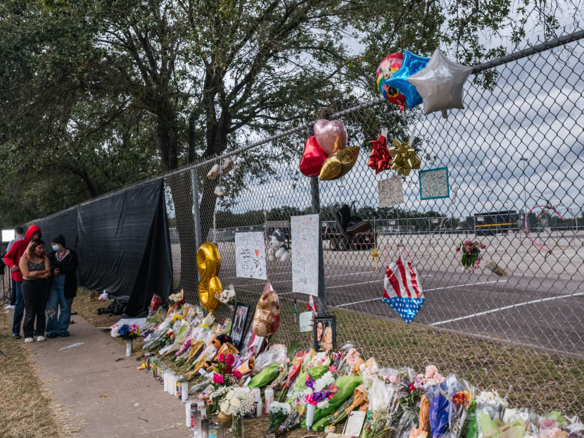 A memorial to those who died at the Astroworld festival outside of NRG Park on Nov 9, 2021 in Houston, Texas. 22-year-old Bharti Shahani is the ninth victim of the tragedy, having been in comatose and on a ventilator since Nov 5.