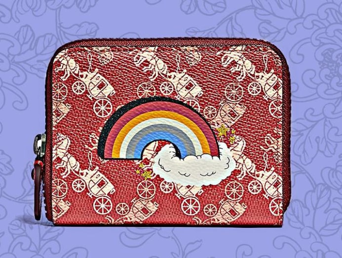 COACH Small Zip Around Wallet With Rainbow Horse And Carriage