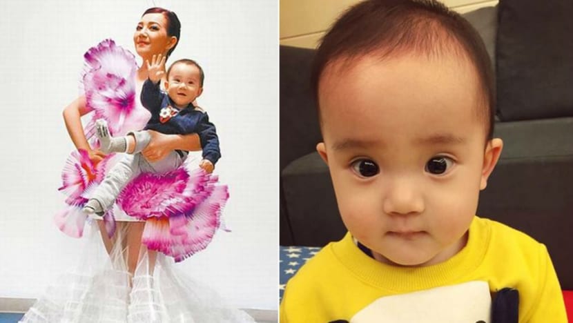 Fish Leong laughs at her son learning to walk