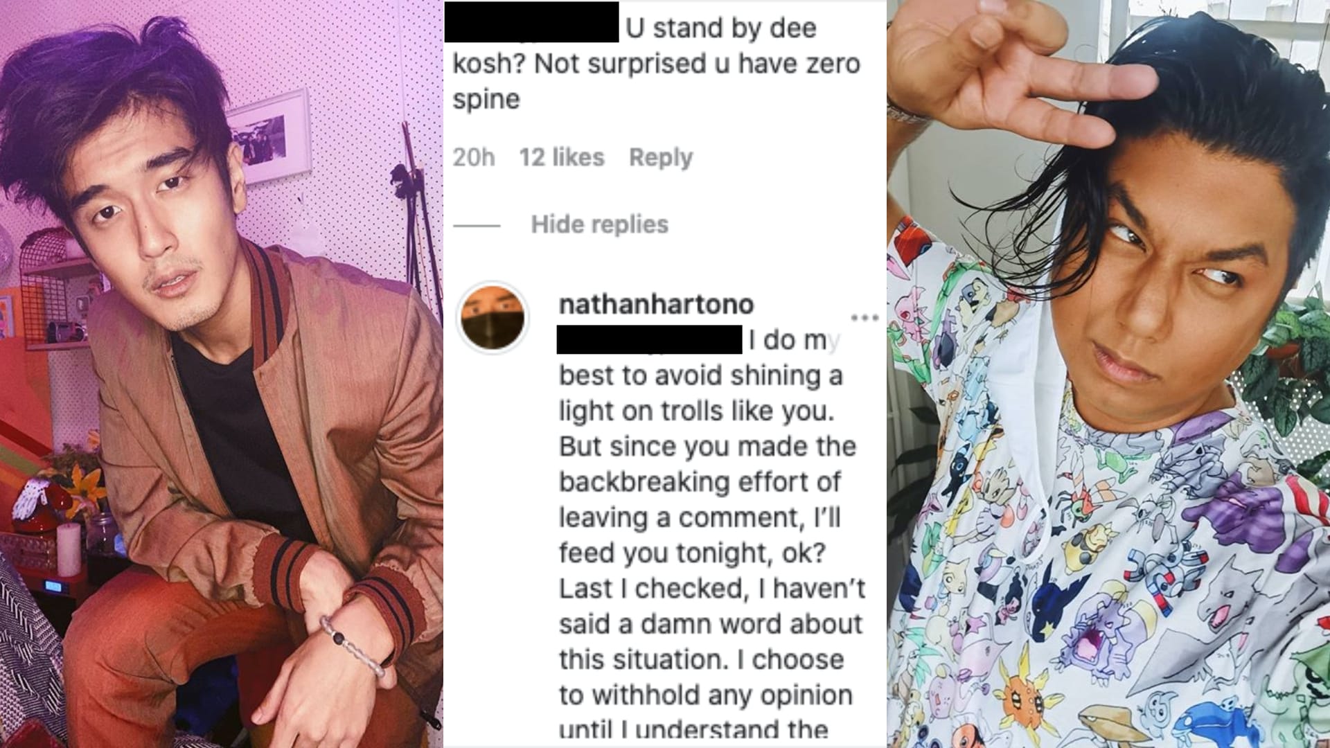 Nathan Hartono Lashes Out At Netizen Who Accused Him Of Supporting Dee Kosh Nathan Hartono Lashes Out At Netizen Who Accused Him Of Supporting Dee Kosh
